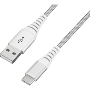 アイリスオーヤマ 【生産完了品】高耐久USB-Cケーブル 1m シルバー ICAC-C10-S