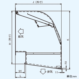 東芝 防火ダンパー付給排気形ウェザーカバー インテリア有圧換気扇・有圧換気扇ステンレス形用 ステンレス製 40cm用 産業用換気扇別売部品 防火ダンパー付給排気形ウェザーカバー インテリア有圧換気扇・有圧換気扇ステンレス形用 ステンレス製 40cm用 産業用換気扇別売部品 C-40SDPUA 画像3