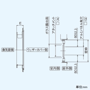 日本キヤリア(東芝) 薄板取付用アタッチメント ウェザーカバー用 一般換気扇用 25cm用 薄板取付用アタッチメント ウェザーカバー用 一般換気扇用 25cm用 PT-25S 画像3