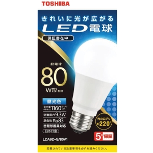 東芝 【生産完了品】LED電球 A形 一般電球形  80W相当 全方向 昼光色 6500K E26 LDA9D-G/80V1