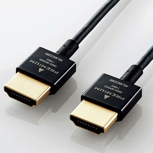 ELECOM Premium HDMIケーブル イーサネット対応 4K対応 超スリムケーブル ケーブル長1m CAC-HDPSS10BK