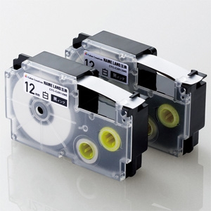 ELECOM 【販売終了】テープカートリッジ ネームランド用互換テープ XR-12WE用 テープ白 黒文字 12mm幅 テープ長8m 2個パック CTC-CXR12WE-2P