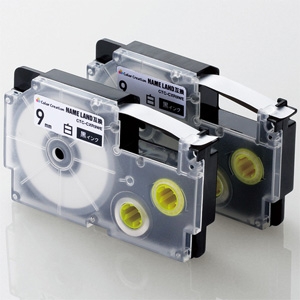 ELECOM 【販売終了】テープカートリッジ ネームランド用互換テープ XR-9WE用 テープ白 黒文字 9mm幅 テープ長8m 2個パック CTC-CXR9WE-2P
