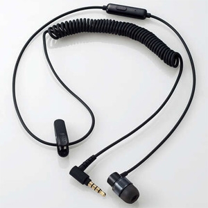 ELECOM マイク付ヘッドホン 片耳タイプ 密閉型 耳栓タイプ カールコード ハンズフリー通話対応 コード長0.7〜1.2m マイク付ヘッドホン 片耳タイプ 密閉型 耳栓タイプ カールコード ハンズフリー通話対応 コード長0.7〜1.2m EHP-CCS100CMMBK