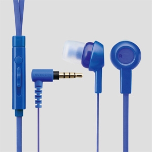 ELECOM マイク付ステレオヘッドホン スマートフォン用 密閉型 耳栓タイプ フラットケーブル Y型コード1.2m ブルー マイク付ステレオヘッドホン スマートフォン用 密閉型 耳栓タイプ フラットケーブル Y型コード1.2m ブルー EHP-CS3520MBU