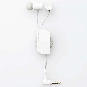 ELECOM マイク付ステレオヘッドホン ≪FAST MUSIC&trade;≫ 密閉型 耳栓タイプ ケーブル巻取りタイプ Y型コード0.8m ホワイト EHP-FR10CMWH