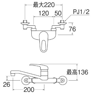 SANEI 【販売終了】シングル混合栓 シングル混合栓 CK-2710-13 画像2