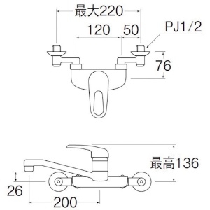 SANEI 【販売終了】シングル混合栓 シングル混合栓 CK2710K-13 画像2