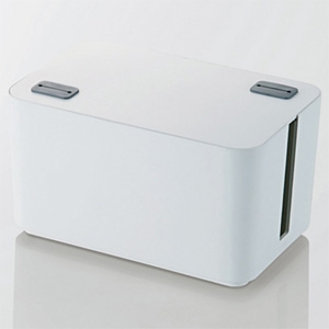 ELECOM 燃えにくいケーブルボックス 4個口電源タップ用 ホワイト EKC-BOX002WH
