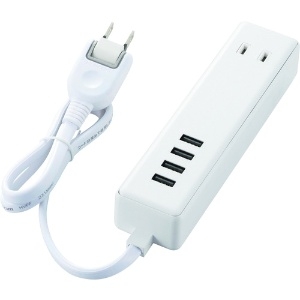 ELECOM 【限定特価】モバイルUSBタップ ケーブルタイプ USB-A×4ポート ACコンセント×2個口 ほこり防止シャッター付 コード長0.6m MOT-U11-2406WH