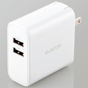 ELECOM AC充電器 高出力タイプ 合計最大出力4.8A USB-A×2ポート ホワイト AC充電器 高出力タイプ 合計最大出力4.8A USB-A×2ポート ホワイト MPA-ACU05WH