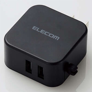 ELECOM 【生産完了品】AC充電器 高出力・急速充電タイプ 合計最大出力2.4A USB-A×2ポート ブラック MPA-ACU10BK