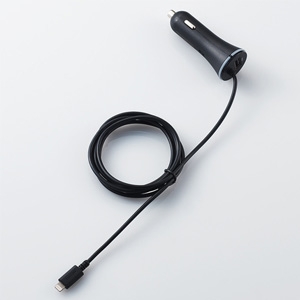 ELECOM 車載充電器 Lightningケーブル一体型 合計最大出力24W USB-A×1ポート ケーブル長150cm 車載充電器 Lightningケーブル一体型 合計最大出力24W USB-A×1ポート ケーブル長150cm MPA-CCL02BK