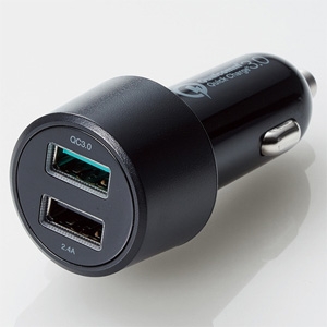 ELECOM 車載充電器 QuickCharge3.0対応 激速充電タイプ 合計最大出力30W USB-A×2ポート 車載充電器 QuickCharge3.0対応 激速充電タイプ 合計最大出力30W USB-A×2ポート MPA-CCUQ04BK