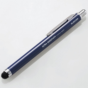 ELECOM タッチペン ノックタイプ 超感度タイプ ペン先約6mm ネイビー P-TPCNBU
