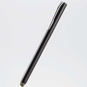 ELECOM タブレットにくっつくタッチペン 導電繊維タイプ ペン先約6mm 交換用ペン先付 ブラック P-TPSTBBK