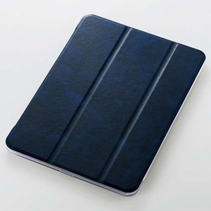 ELECOM ソフトレザーフラップケース 手帳型 iPad Air10.9インチ(第4世代)用 超薄型・軽量設計 背面クリアタイプ 2アングルスタンド マグネットフラップ ネイビー TB-A20MWVNV