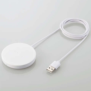 ELECOM ワイヤレス充電器 USB-Aケーブル一体型 Magsafe対応 マグネット内蔵 最大5W ケーブル長100cm ホワイト W-MA01WH