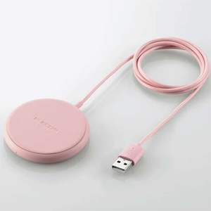 ELECOM ワイヤレス充電器 USB-Aケーブル一体型 Qi規格対応 卓上タイプ 最大5W ケーブル長100cm ピンク W-QA16PN