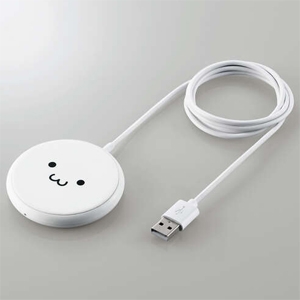ELECOM ワイヤレス充電器 USB-Aケーブル一体型 Qi規格対応 卓上タイプ 最大5W ケーブル長100cm ホワイトフェイス W-QA16WF