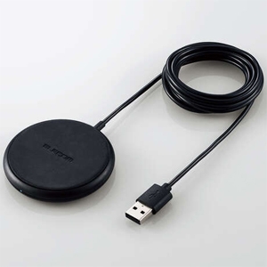 ELECOM ワイヤレス充電器 USB-Aケーブル一体型 Qi規格対応 卓上タイプ 最大5W ケーブル長200cm ブラック W-QA17BK