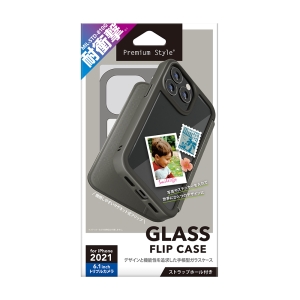 PGA 【生産完了品】iPhone 13 Pro用 ガラスフリップケース グレー iPhone 13 Pro用 ガラスフリップケース グレー PG-21NGF05GY 画像2