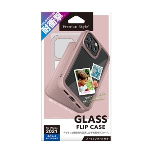 PGA iPhone 13 Pro用 ガラスフリップケース ピンク iPhone 13 Pro用 ガラスフリップケース ピンク PG-21NGF06PK 画像2