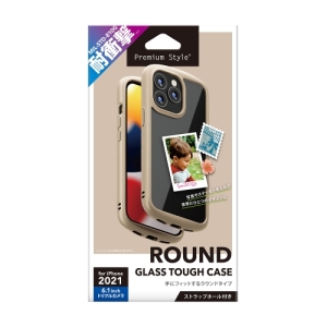 PGA iPhone 13 Pro用 ガラスタフケース ラウンドタイプ ベージュ iPhone 13 Pro用 ガラスタフケース ラウンドタイプ ベージュ PG-21NGT03BE 画像2