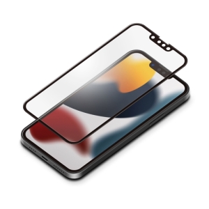 PGA iPhone 13 Pro Max用 液晶全面保護ガラス ブルーライト低減/アンチグレア PG-21PGL04FBL
