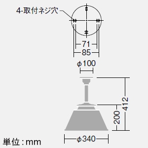 DAIKO 高天井用LED器具 軽量タイプ 調光 水銀灯250W相当 昼白色 電源別置 高天井用LED器具 軽量タイプ 調光 水銀灯250W相当 昼白色 電源別置 LZB-92839WS 画像2