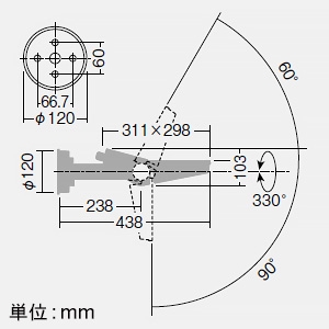 DAIKO LEDウォールスポットライト 防雨形 メタルハライドランプ250W相当 非調光 昼白色 ブラック LEDウォールスポットライト 防雨形 メタルハライドランプ250W相当 非調光 昼白色 ブラック LZW-91344WBE 画像2