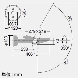 DAIKO LEDウォールスポットライト 防雨形 CDM-T150W相当 非調光 電球色 シルバー LEDウォールスポットライト 防雨形 CDM-T150W相当 非調光 電球色 シルバー LZW-92186YSE 画像2