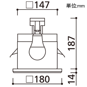 オーデリック 【生産完了品】LEDダウンライト 角型 R15 クラス2 M形(一般型) 白熱灯器具40Wクラス LED電球ボール球形 口金E26 昼白色 非調光タイプ 配光角86° 埋込穴□150 杉(民芸塗) LEDダウンライト 角型 R15 クラス2 M形(一般型) 白熱灯器具40Wクラス LED電球ボール球形 口金E26 昼白色 非調光タイプ 配光角86° 埋込穴□150 杉(民芸塗) OD063145NR 画像2