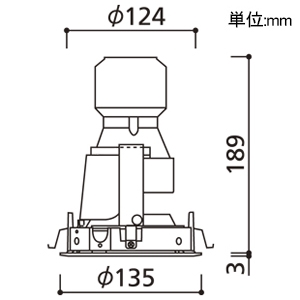 オーデリック LEDベースダウンライト グレアレスタイプ C1950 CDM-T35Wクラス LED一体型 白色 埋込穴φ125 ナロー配光 電源装置別売 オフホワイト LEDベースダウンライト グレアレスタイプ C1950 CDM-T35Wクラス LED一体型 白色 埋込穴φ125 ナロー配光 電源装置別売 オフホワイト XD402227 画像2