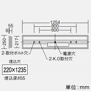 DAIKO 非常用LED長形ベースライト 40形 埋込形 幅220mm 6900lmクラス FHF32形高出力型×2灯相当 非調光 昼白色 非常用LED長形ベースライト 40形 埋込形 幅220mm 6900lmクラス FHF32形高出力型×2灯相当 非調光 昼白色 LZE-93064XW+LZA-92824W 画像2