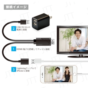 日本トラストテクノロジー iPhone HDMIミラーリングケーブル ブラック iPhone HDMIミラーリングケーブル ブラック IPHDMIBK 画像4