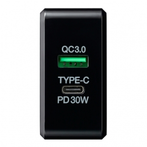ヤザワ PD対応USBアダプター2ポート30W ブラック PD対応USBアダプター2ポート30W ブラック VFPD30BK 画像2