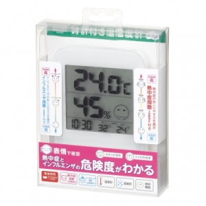 ヤザワ 【生産完了品】熱中症・インフルエンザ警報付きデンジタル温湿度計 ホワイト DO02WH