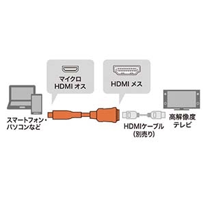 サンワサプライ HDMI変換アダプタ マイクロHDMI ブラック 0.1m HDMI変換アダプタ マイクロHDMI ブラック 0.1m AD-HD20MCK 画像3