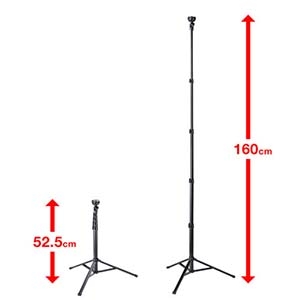 サンワサプライ ロングスタンド 最大160cm伸縮可能 三脚カメラネジ対応 ロングスタンド 最大160cm伸縮可能 三脚カメラネジ対応 DG-CAM30 画像2