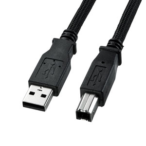 サンワサプライ ナイロンメッシュ USB2.0ケーブル ブラック 2m KU20-NM20K2
