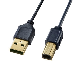 サンワサプライ 極細USBケーブル USB2.0 A-Bタイプ ブラック 0.5m KU20-SL05BKK