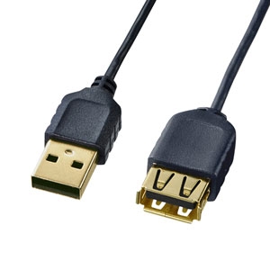 サンワサプライ 極細USB 延長ケーブル A-Aメス延長タイプ ブラック 0.5m KU-SLEN05BKK