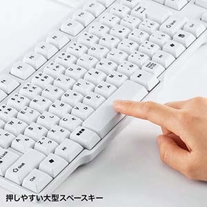 サンワサプライ 標準日本語配列USBキーボード スタンダード 大型スペースキー ホワイト 標準日本語配列USBキーボード スタンダード 大型スペースキー ホワイト SKB-L1UN 画像2
