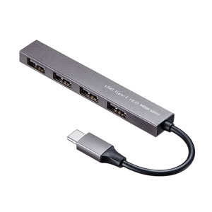 サンワサプライ スリムハブ USB Type-C 4ポート バスパワー対応 ケーブル直付タイプ シルバー スリムハブ USB Type-C 4ポート バスパワー対応 ケーブル直付タイプ シルバー USB-2TCH23SN