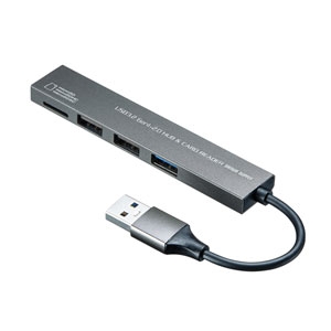 サンワサプライ スリムハブ USB 3.2 Gen1+USB2.0 コンボ カードリーダー付 スリムハブ USB 3.2 Gen1+USB2.0 コンボ カードリーダー付 USB-3HC319S