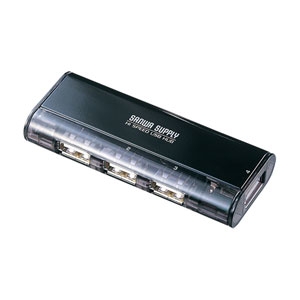 サンワサプライ コンパクトUSBハブ 磁石付 3+1ポートレイアウト ACアダプタ付 ブラック USB-HUB225GBKN