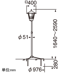 オーデリック 【生産完了品】LED和風ガーデンライト 防雨型 自動点滅器付 白熱灯器具60W相当 LED電球一般形 口金E26 電球色 二重絶縁構造 プラグ付キャブタイヤケーブル5m LED和風ガーデンライト 防雨型 自動点滅器付 白熱灯器具60W相当 LED電球一般形 口金E26 電球色 二重絶縁構造 プラグ付キャブタイヤケーブル5m OG043062LD1 画像2