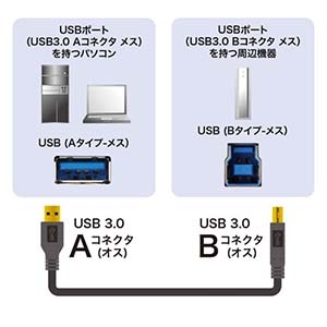 サンワサプライ USB3.0ケーブル 1.5m USB3.0ケーブル 1.5m KU30-15BKK 画像2
