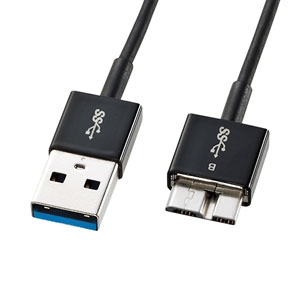 サンワサプライ USB3.0マイクロケーブル(A-MicroB) 0.3m 超ゴク細 KU30-AMCSS03K